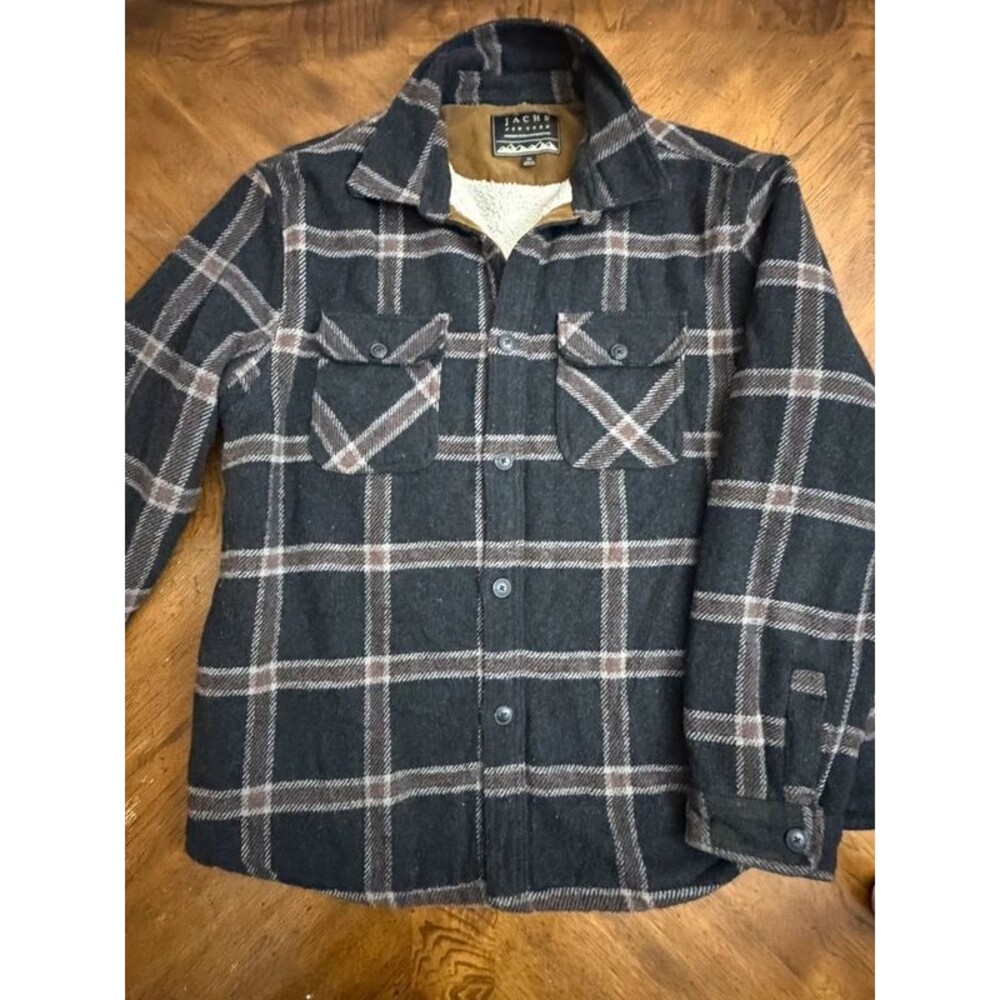 JACHS New York XL Heavyweight Wool Blend Sherpa Lined Plaid Winter Jacket